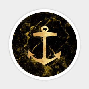 preppy minimalist coastal sailing black marble nautical anchor Magnet